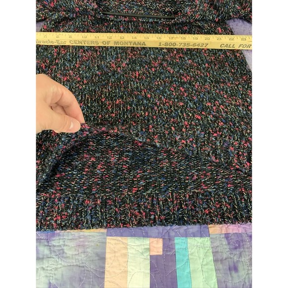 Como Black Womens Large Knit Sweater Size Large Metallic Pink Blue Wide Neck - Picture 6 of 7